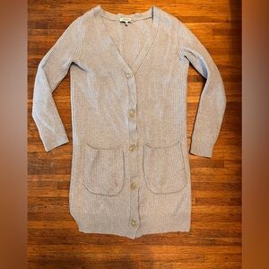 Babaton long small cardigan 100% merino wool grey sweater Aritzia